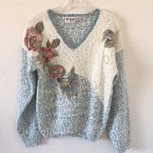 🐦VTG knit embellished acrylic sweater